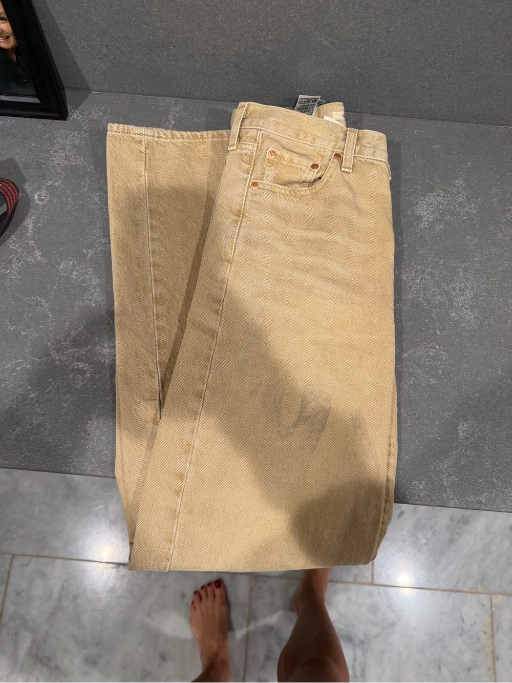Levi’s rib cage high waisted Beige jeans, long length 26x34